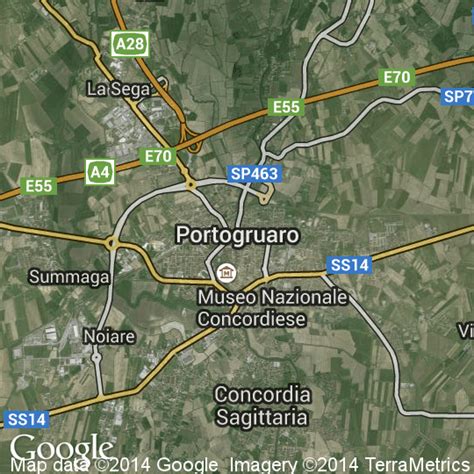 Mappa del territorio di Portogruaro e dintorni con evidenza dell'area industriale