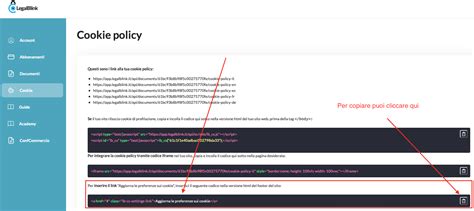 interfaccia utente per la gestione delle preferenze sui cookie con opzioni di attivazione/disattivazione