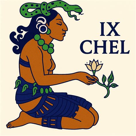 rappresentazione artistica della dea Maya Ix-Chel con simboli lunari