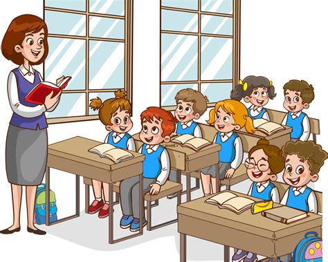 illustration of a teacher in a classroom with children