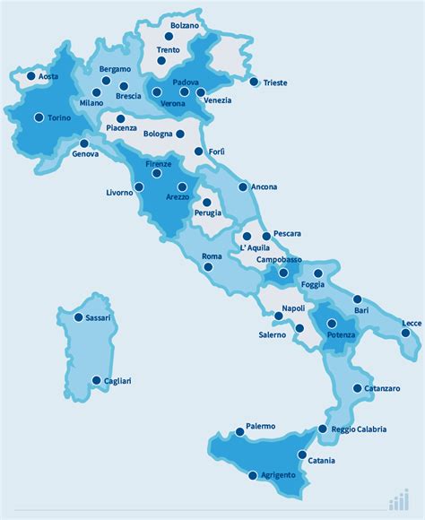 mappa delle strutture di PMA distribuite sul territorio nazionale italiano