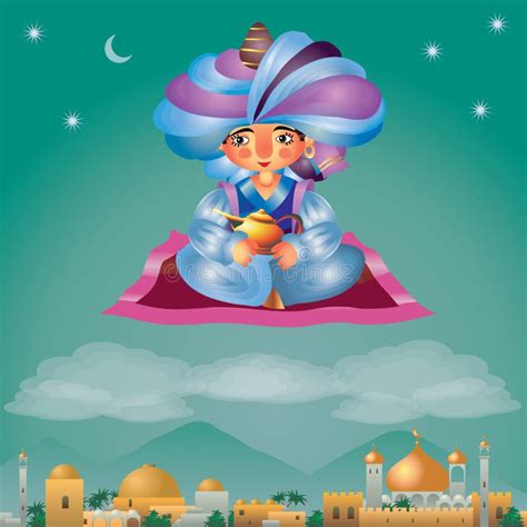 illustrazione a tema Aladdin in un contesto magico e colorato