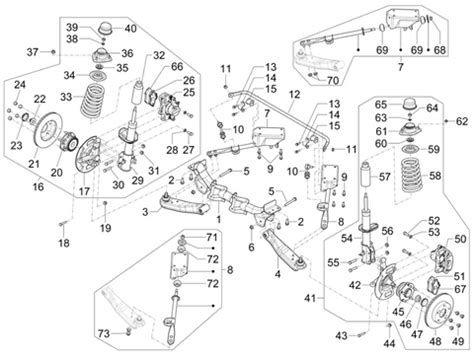 Diagramma esploso di un sistema di sospensione a molla per hoverkart