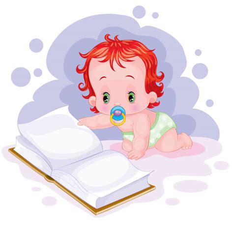 Bambino con ciuccio che guarda un libro