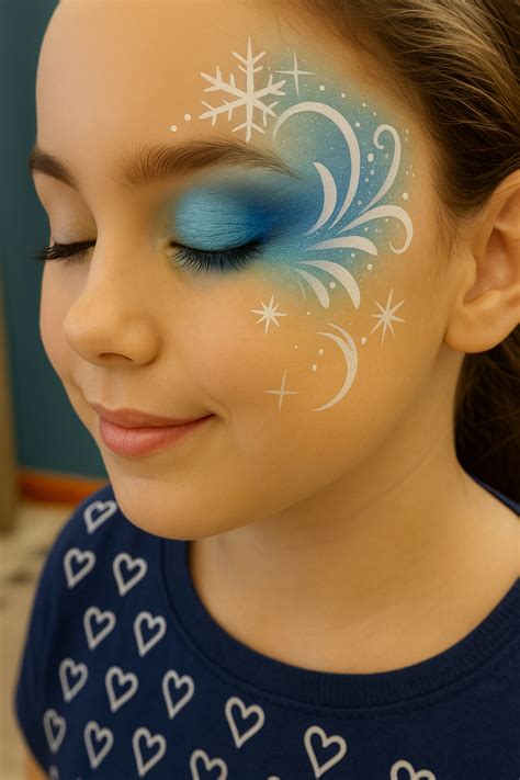Bambina con trucco a tema Frozen ed elementi ghiacciati