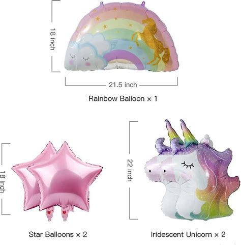 Palloncini a forma di arcobaleno e unicorno