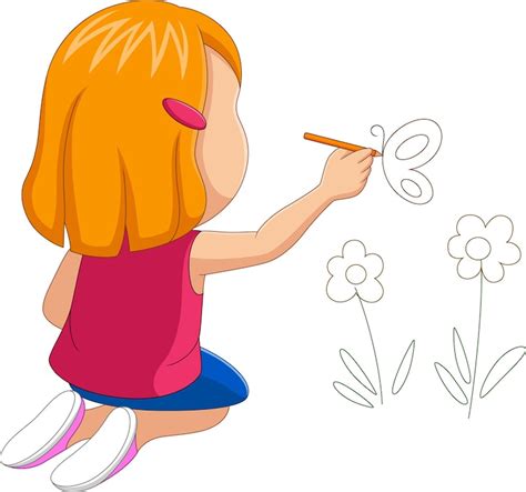 Bambina che disegna con colori vivaci