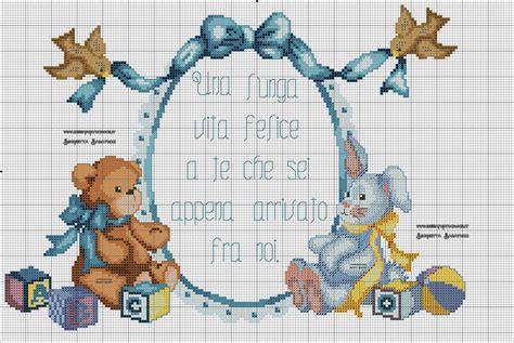 Vari schemi punto croce per nascita (orsetti, carrozzine)