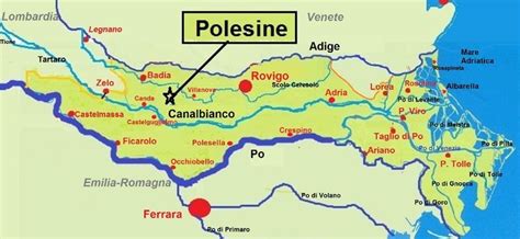 Mappa panoramica del territorio del Polesine tra i fiumi Adige e Po