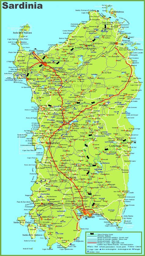 Mappa Sardegna con evidenziati Alghero, Fertilia, Sassari e SS291