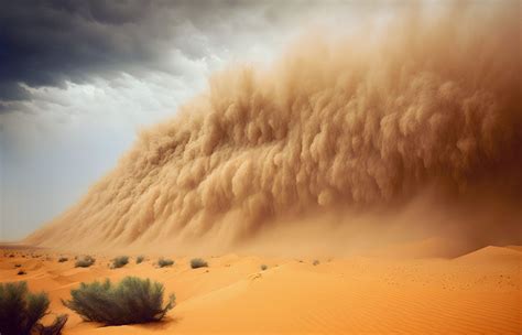Illustrazione di un vento scirocco con dune di sabbia e palme