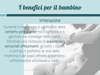 Infografica che illustra i benefici del massaggio infantile e del supporto all'allattamento