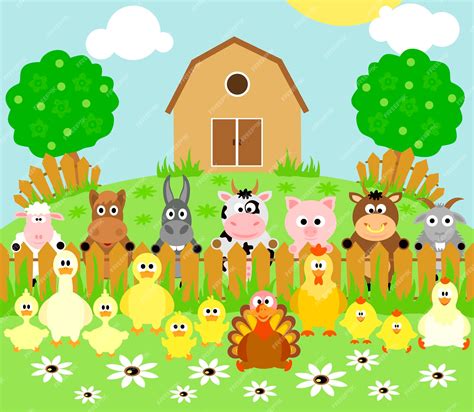 illustrazione fattoria animali divertenti