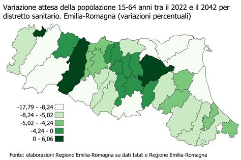 Mappa termica dei tassi di fecondità per distretto sanitario in Emilia-Romagna