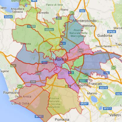 Mappa del territorio della Asl Roma 6 e dei Castelli Romani
