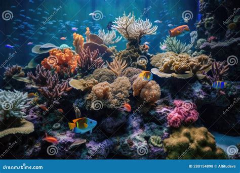 Pesci tropicali colorati che nuotano tra i coralli