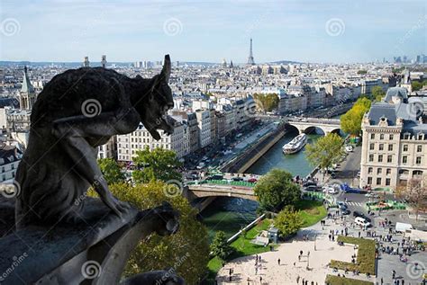 Gargoyle grottesco su una grondaia di Notre Dame