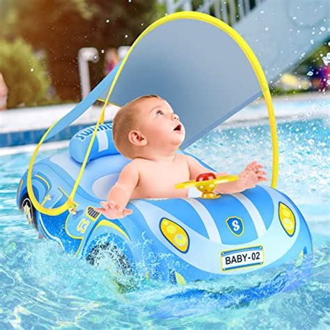 Bambino in ciambella con seduta in piscina