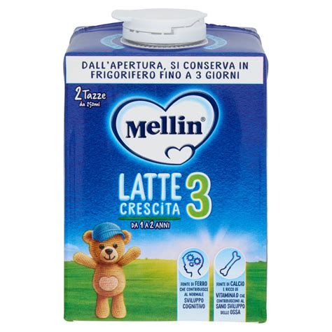 schematico del corretto dosaggio giornaliero di 500ml di latte di crescita