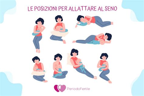 Illustrazione delle diverse posizioni consigliate per l'allattamento al seno