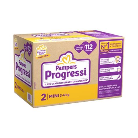 infografica che riassume le principali caratteristiche tecniche dei Pampers Progressi Mini