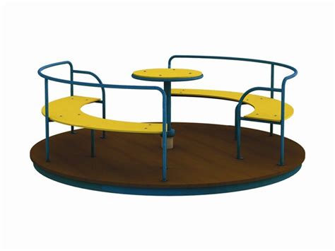 Bambini che giocano su una giostra girevole moderna in un parco giochi