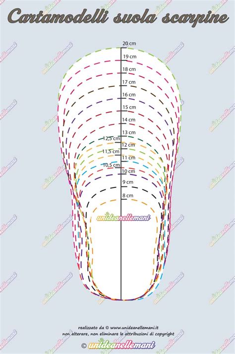 cartamodello base per suola di scarpina in diverse misure