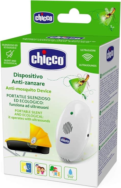 dispositivo antizanzare portatile Chicco agganciato a un passeggino