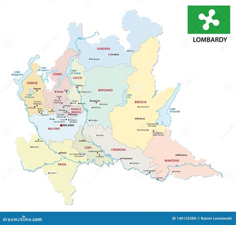 Mappa della Lombardia con evidenziate le province