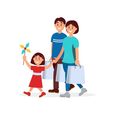 Illustrazione famiglia felice dopo acquisto