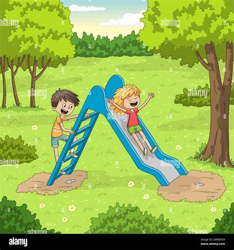 Bambini che giocano in un giardino attrezzato