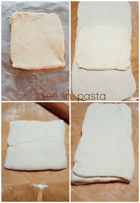 Diagramma che illustra le pieghe del burro in un impasto per croissant