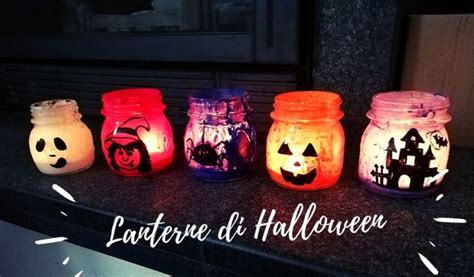 lanterne di Halloween fai da te realizzate con barattoli di vetro