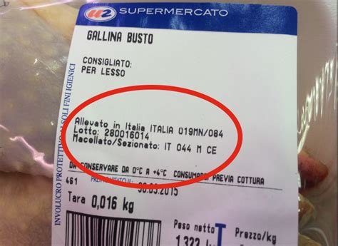 etichetta informativa su prodotto a base di carne