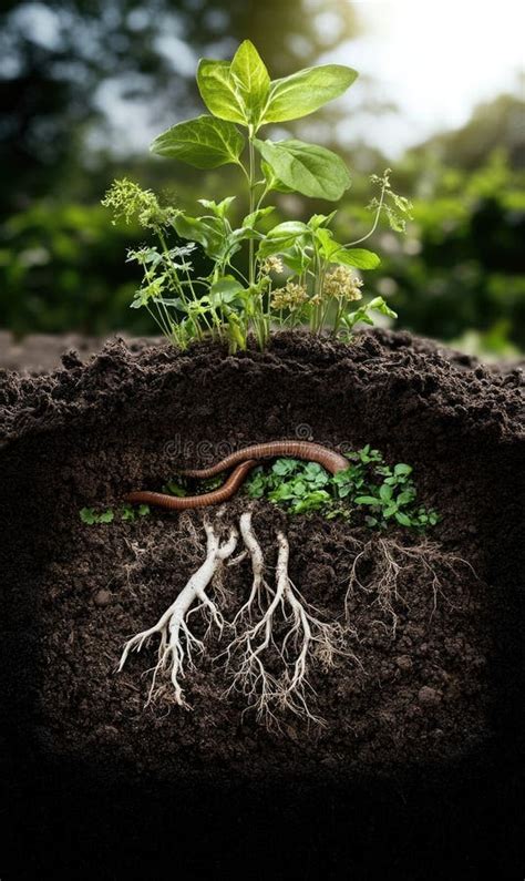 rappresentazione grafica di un terreno fertile e sano con radici rigogliose