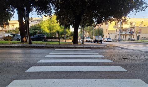 Viale Palmiro Togliatti con strisce pedonali e segnaletica stradale