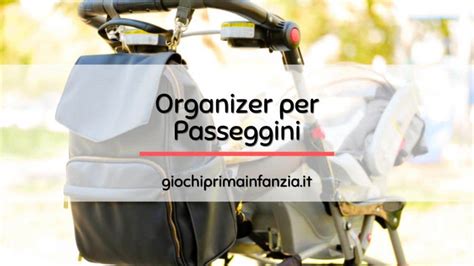 infografica sulle tipologie di scomparti in un organizer per passeggino