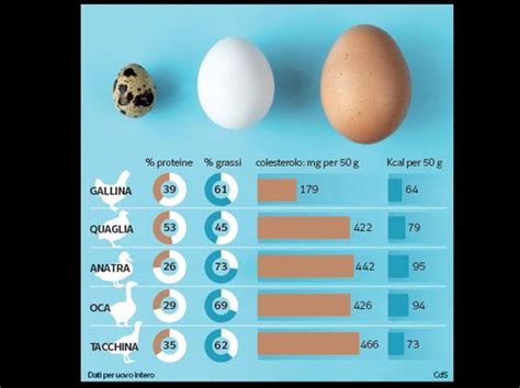 Tavola comparativa valori nutrizionali uova di quaglia e gallina