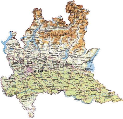 Mappa della Lombardia con Caravaggio evidenziato