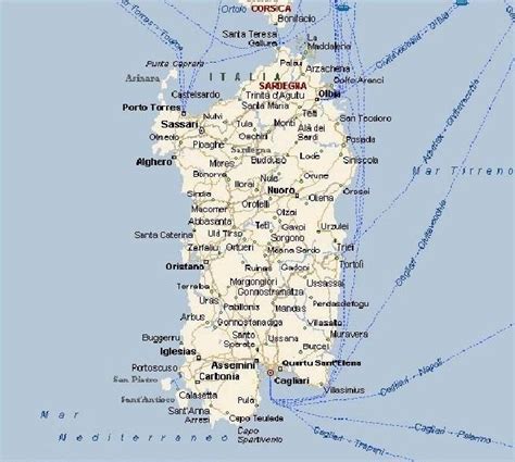 Mappa della Sardegna con indicazione di Fertilia e Alghero