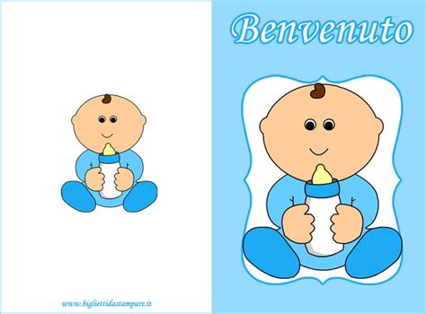 biglietto nascita con biberon celeste