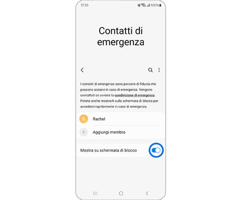 Interfaccia dell'applicazione Tippy su smartphone che mostra la configurazione dei contatti di emergenza