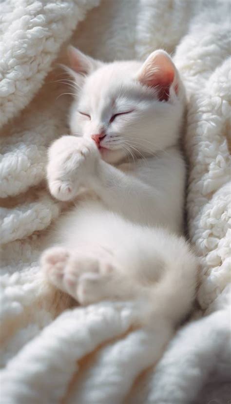 Gattino che dorme accoccolato su una coperta morbida