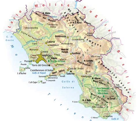 Mappa della Campania con i principali centri medici