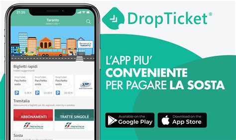 Screenshot dell'interfaccia utente dell'app DropTicket