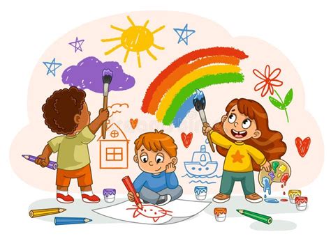 Bambini che disegnano la natura