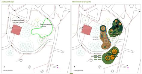 Pianta di un parco giochi con zone età