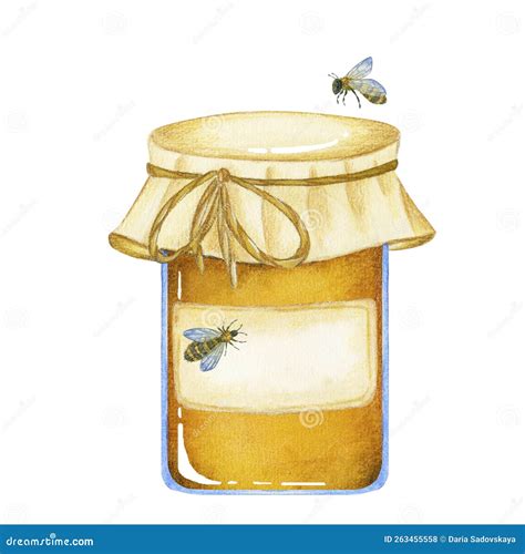 illustrazione di un barattolo di miele accanto a prodotti per l'infanzia