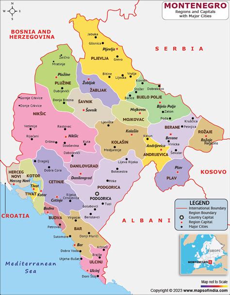 Mappa del Montenegro e attrazioni turistiche