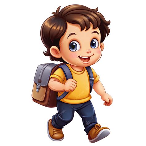 Un bambino felice che indossa uno zaino ergonomico colorato mentre va a scuola